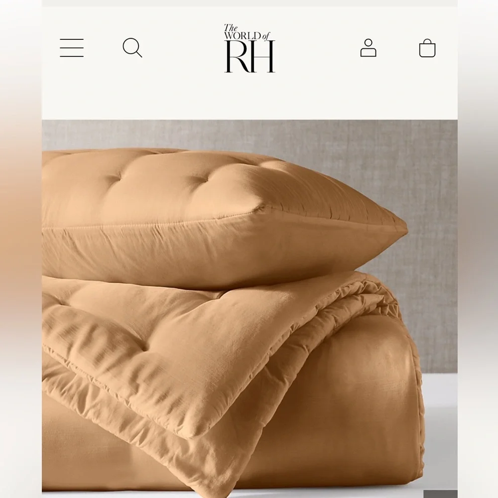 Restoration Hardware silk tufted stitch sham Euro camel 100% silk NWOT 26 x 26